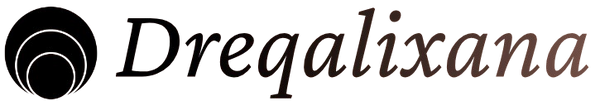The logo for Dreqalixana, featuring a black circular concentric design on the left and the brand name 'Dreqalixana' in a dark brown italicized serif font on the right, set against a plain white background.